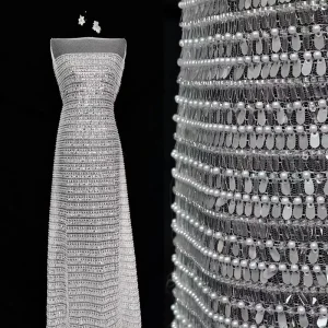Heavy Beaded Lace Fabric Embroidery Lace for Wedding Party Dress