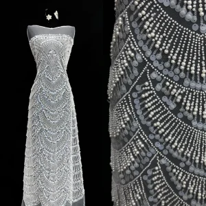 Heavy Beaded Lace Fabric Embroidery Lace for Wedding Party Dress