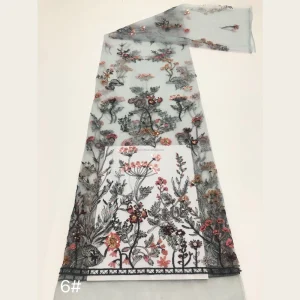 Heavy Craft Natural Branch Floral Embroidered Woven Partial Gold Sequin Mesh Fabric for Chinese Cheongsam Casual Beach Dress DIY