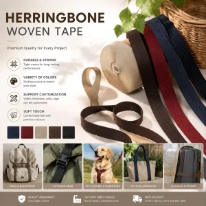 Heavy Duty 100% Polyester Woven Herringbone Belt Webbing for Garment & Bags Custom Colors Factory Price