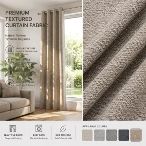 Heavy Duty Blackout Curtain Fabric Flame Retardant Pleated Design High Shading Polyester All-Season