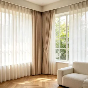 Heavy Duty Blackout Curtains & Valances Noise Reducing Custom Motorized Smart Remote Control Modern Polyester Linen Office Use