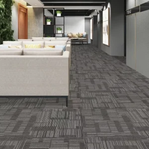 Heavy Duty Commercial Fine Line Jacquard Carpet Tiles Noise Reducing Detachable Interlocking Mat for Business Service Counter