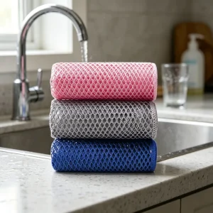 Heavy Duty Household Cleaning Washing Mesh Towel Super Absorbent Oil Resistant Cleaning Cloth for Kitchen