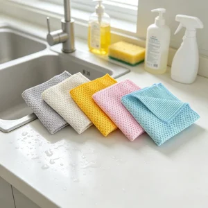 Heavy Duty Microfiber Coffee Beans Pattern Towel Thickened Durable Kitchen Cleaning Cloth for Home Cleaning Using