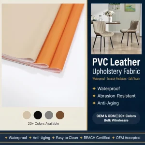 Heavy Duty Non Porous Surface Customizable Thickness Artificial PVC Leather Fabric for Chair