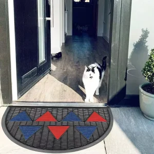 Heavy Duty Non-Slip Rubber Front Door Welcome Mats Pet Friendly Half Round Outdoor Entrance Doormat for Outside