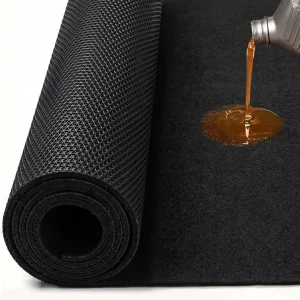 Heavy Duty Oil Spill Mat for Garage & Home Use Extra Thick Absorbent Felt with Anti Slip TPE Backing Reusable Car Leak Pad