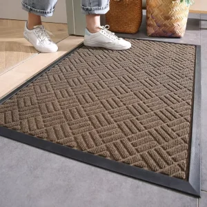 Heavy Duty Plush Polyester Modern Entrance Door Mat Front Outdoor Rug Non-slip Floor Mat with PVC-coated Fabric Backing