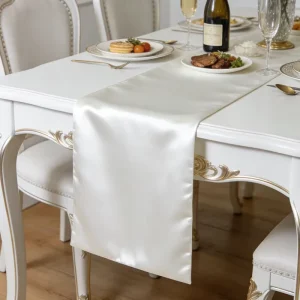 Heavy Duty Satin Table Runner Custom Simple Striped Embroidered Wedding Drapery for Event Woven