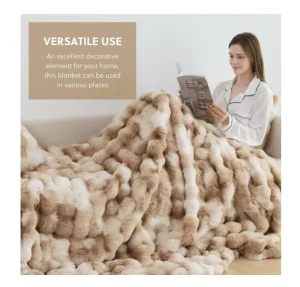 Heavy Luxury Thickened No Shedding Rabbit Faux Fur Blanket for Winter Beds Bubble Blankets Weighted Throw Blanket