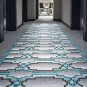 Heavy Traffic Hotel Corridor Printed Carpet High Pile Cut Pile Geometric Pattern Reversible Washable Anti static Quick Ship