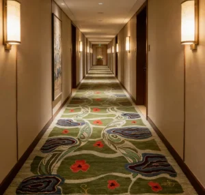 Heavy Traffic Nylon Printed Wall to Wall Hotel Corridor Carpet Custom Modern Pattern Tufted Broadloom Carpet Roll for Lobby