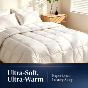Heavy Warm Duck Down Quilted Duvet Cover with Hypoallergenic Eco Friendly Organic Filling Waterproof Breathable Winter Bedding