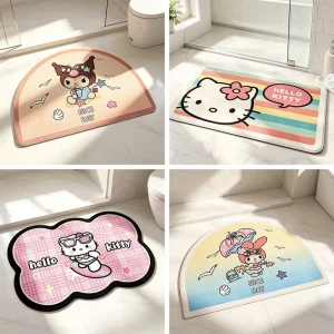 Hello Kitty Memory Foam Velvet Bath Mat Super Soft 10 12mm Sponge Memory Foam Bathroom Rug Cartoon Non Slip Absorbent Bath Rug