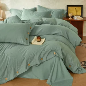 Hemp A Class Natural Button Pillow Protector Three Piece Set Antibacterial Sweat Absorbing Cool Breathable Duvet Cover for Home