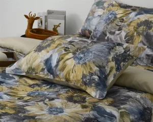 Hemp Bedding Set 4 Piece Bedding Set Plant Dyed Oil Painting Print Eco friendly Breathable Skin Friendly Cooling