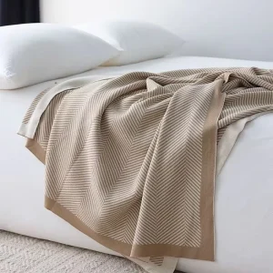 Herringbone Pattern Fleece Nap Blanket Air Conditioning Throw Bed Cover Office Shawl Sofa Luxury