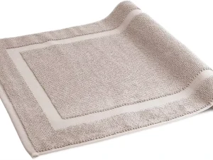 Herzbach Home Woven 100% Cotton Bath Mat 60×100 cm Absorbent Grey Sand Shower Mat Set of 2