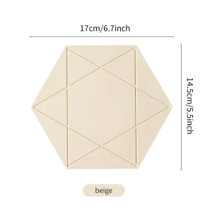 Hexagonal Foldable Non Slip Silicone Insulated Tableware Mat Anti scalding Bowl Pad Pot Cup Coaster Reusable Silicone Placemats