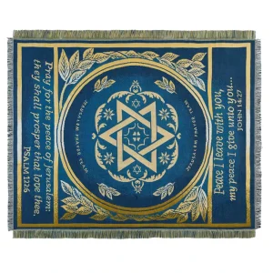 Hexagram Moon Design Cotton and Polyester Throw Blanket Sofa Cover Woven Tapestry With Tassel
