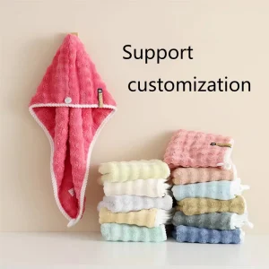 Hibiscus Coral Fleece Woven Reusable Cotton Face Cleaning Hair-Drying Cap Absorbent Towel Soft Skin Friendly Eco-Friendly Home