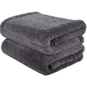 High Absorbency Double Layer Twisted Loop Microfiber Towel 1200GSM Thick Car Drying Detailing Towel with Custom Colors