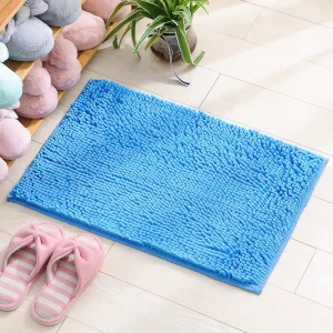 High Absorbency Non Slip Chenille Bath Mat Super Soft Machine Washable Solid Rectangle Tubs Showers Bathrooms