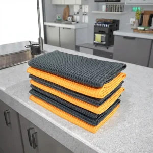 High Absorbent 360gsm Microfiber Eco Friendly Kitchen Towel Pineapple Lattice Pattern Scratch Free Waffle Weave Glass