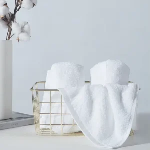 High Absorption Organic Cotton Bleached Solid Color Comfortable Durable White Hotel Bath Towel Set for Commercial Use