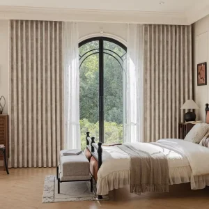 High Blackout Digital Printing Floral Pattern Milk Tea Curtains Fabric for Living Room Balcony Bedroom Decor