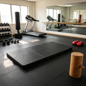 High Capacity Folding Gym Mat Foam Folding Gymnastic Mat Exercise Mats Velcro Connectable for Group Training