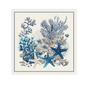 High Definition Anti slip Natural Rubber Ocean Style Blue Sea Star Mahjong Mats for Party Family Entertainment