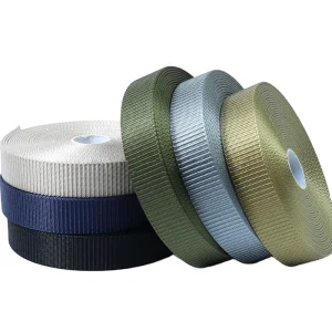 High Density 38mm Striped Nylon Webbing Strap Low Elastic for Bags and Shoes Waistband and Polyester Material
