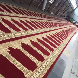 High Density Axminster Islamic Prayer Rug Custom Logo Muslim Prayer Mat Fire Rated Flame Retardant Mosque Carpet Project