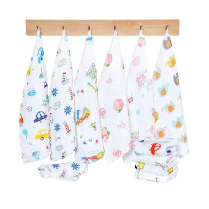 High Density Cartoon Print Children’s Cotton Towels 100% Cotton Absorbent Baby Face Towels 6 Layer Thickened