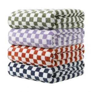 High-Density Checkerboard Bath Sheets Towels 70*140cm Adult Quick Dry Skin-friendly Body Towel for Home