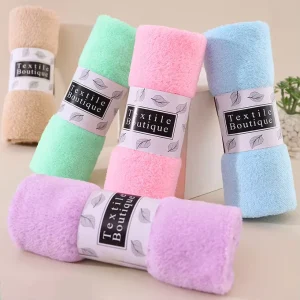 High-Density Coral Fleece Towel in Stock Produced Water-Absorbent Lint-Free Cut Pile with Waistband Packaging