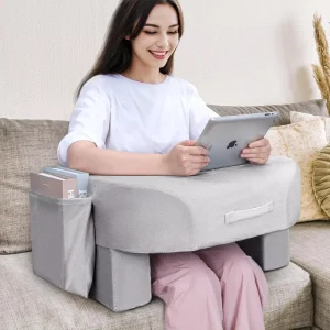 High Density Foam Bed Rest Reding Pillow and Arm Rest Lap Desk Pillow for Adult Reading Working Playing Game with Removable Cover