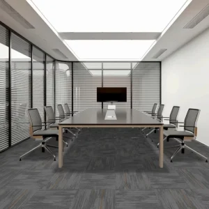High Density Grey Tone Strip Jacquard Carpet Tiles Blue Orange Fine Line Sound Absorbing Square Floor Mat for Open Workstation