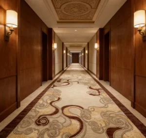 High Density Jacquard Weave Polyester Wall-to-Wall Hotel Carpet Fire Resistant Washable Broadloom Carpet for Corridor
