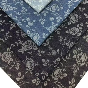 High Density Knitted Eco Friendly Denim Fabric with 3D Floral Pattern