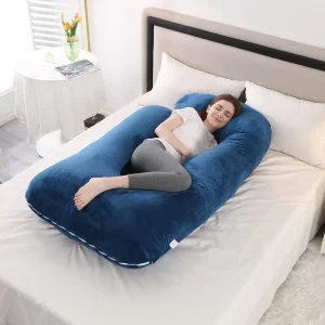 High Density Maternity Pillow with Removable Cover Body Pillow Support for Back Legs Large J Shape Maternity Pillow