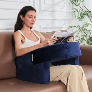 High Density Memory Foam Quilted U Shape Pillow for Bed Rest Armrest Lap Desk Reading Soft Eco Friendly Removable Washable