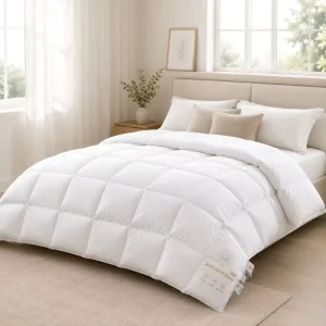 High Density Microfiber Shell Goose Down Comforter King Size Spring Warm Extra Thick Fluffy White Bedding Duvet Insert Washable