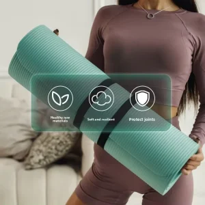 High Density NBR Yoga Mat 15mm Thick 180cm Length Anti Slip Silent Shock Absorbing Pilates Exercise Mat