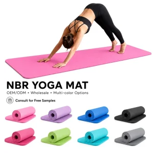 High Density NBR Yoga Mat 183x61cm 8/10/15mm Anti Slip Cushioned Mat for Home Gym Pilates Stretching Portable with Strap