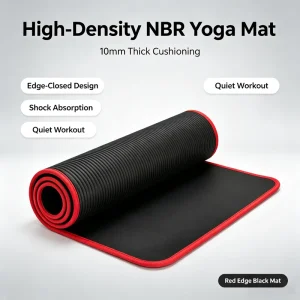 High Density NBR Yoga Mat Fully Wrapped Bound Edge Thick Shock Absorbing Exercise Mat for Home Gym Fitness Pilates