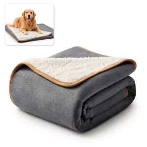 High Density Sherpa Waterproof Solid Pet Blanket Double Sided Fluffy Anti Shed Washable All Season Warm Throw Cats Dogs