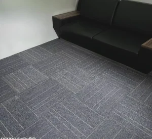 High Density Vertical Striped Carpet Tiles Grey Brown Blue Color Options Sound Absorbing Square Floor Mat for Company Office